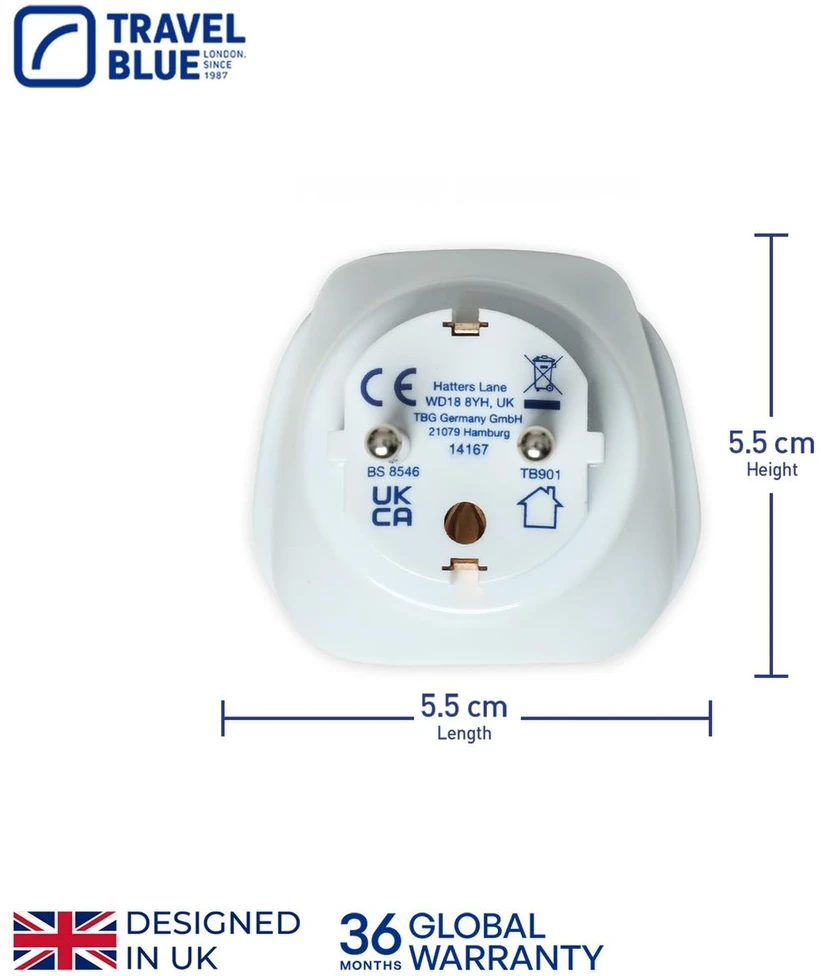 Brunner Mėlyna TRAVEL Mėlynas PRZEJŚCIÓWKA ADAPTER UNIWERSALNA ŚWIAT -> SHUCKO