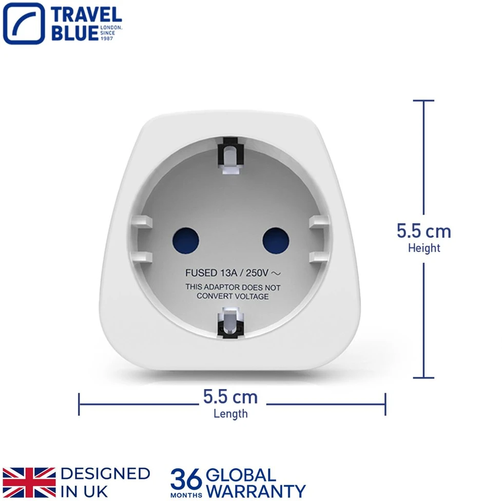 Tech Protect Mėlynas TRAVEL Mėlynas PERĖJIMO ADAPTERIS SHUCKO -> UK