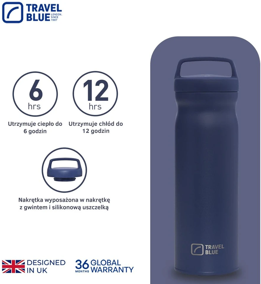 Blue Mėlyna TRAVEL Mėlynas TERMOSAS NAVY