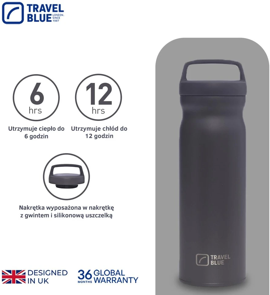 Blue Mėlyna TRAVEL Mėlynas Termosas pilkas