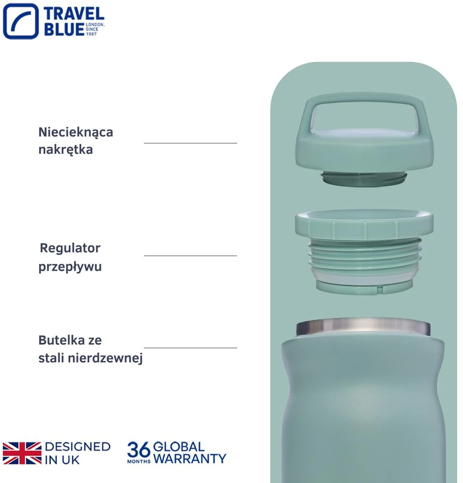 Blue Mėlyna TRAVEL Mėlynas termosas žalias