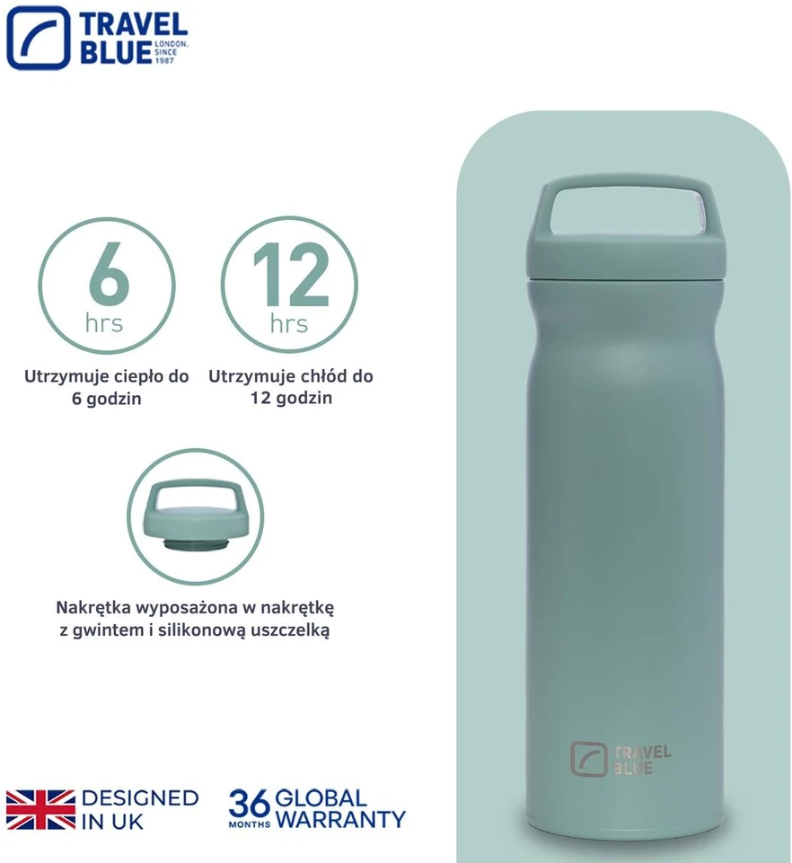 Blue Mėlyna TRAVEL Mėlynas termosas žalias