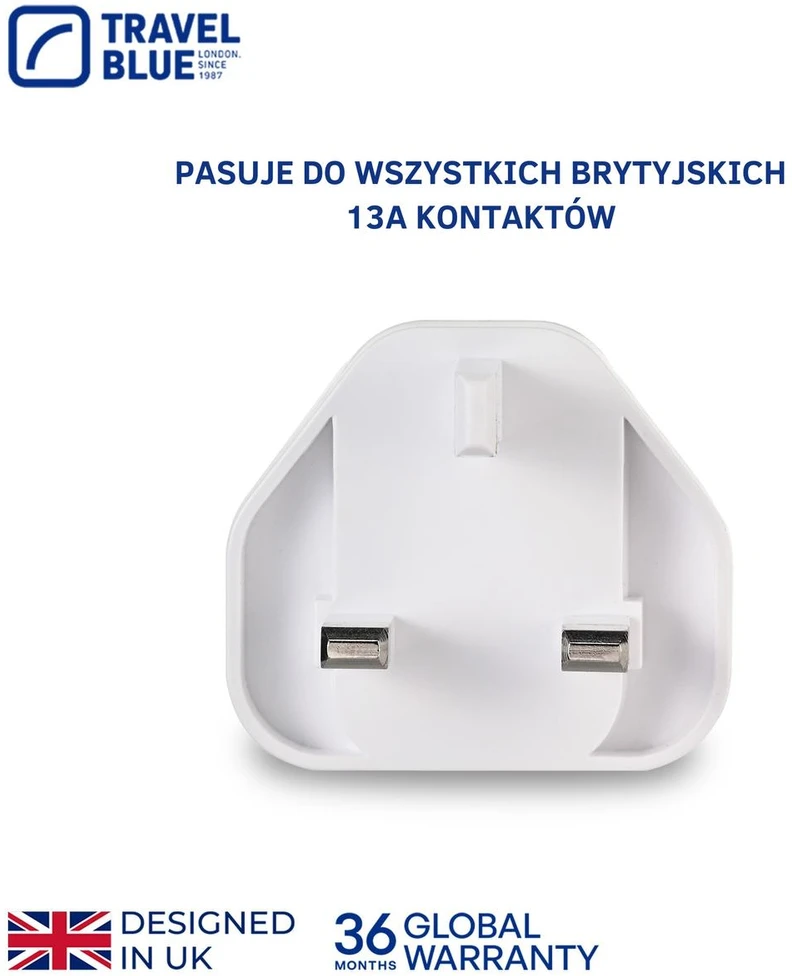 Blue TRAVEL Mėlynas TINKLO ĮKROVIKLIS 2 USB UK