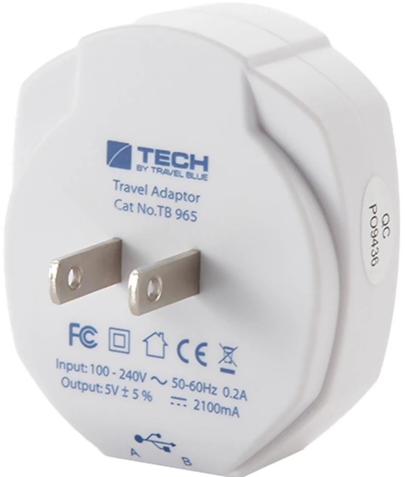 Blue TRAVEL Mėlynas TINKLO ĮKROVIKLIS 2 USB - JAV