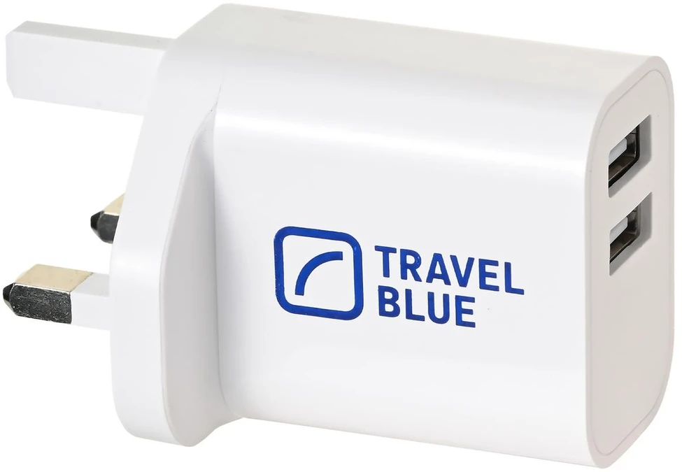 Blue TRAVEL Mėlynas TINKLO ĮKROVIKLIS 2 USB UK