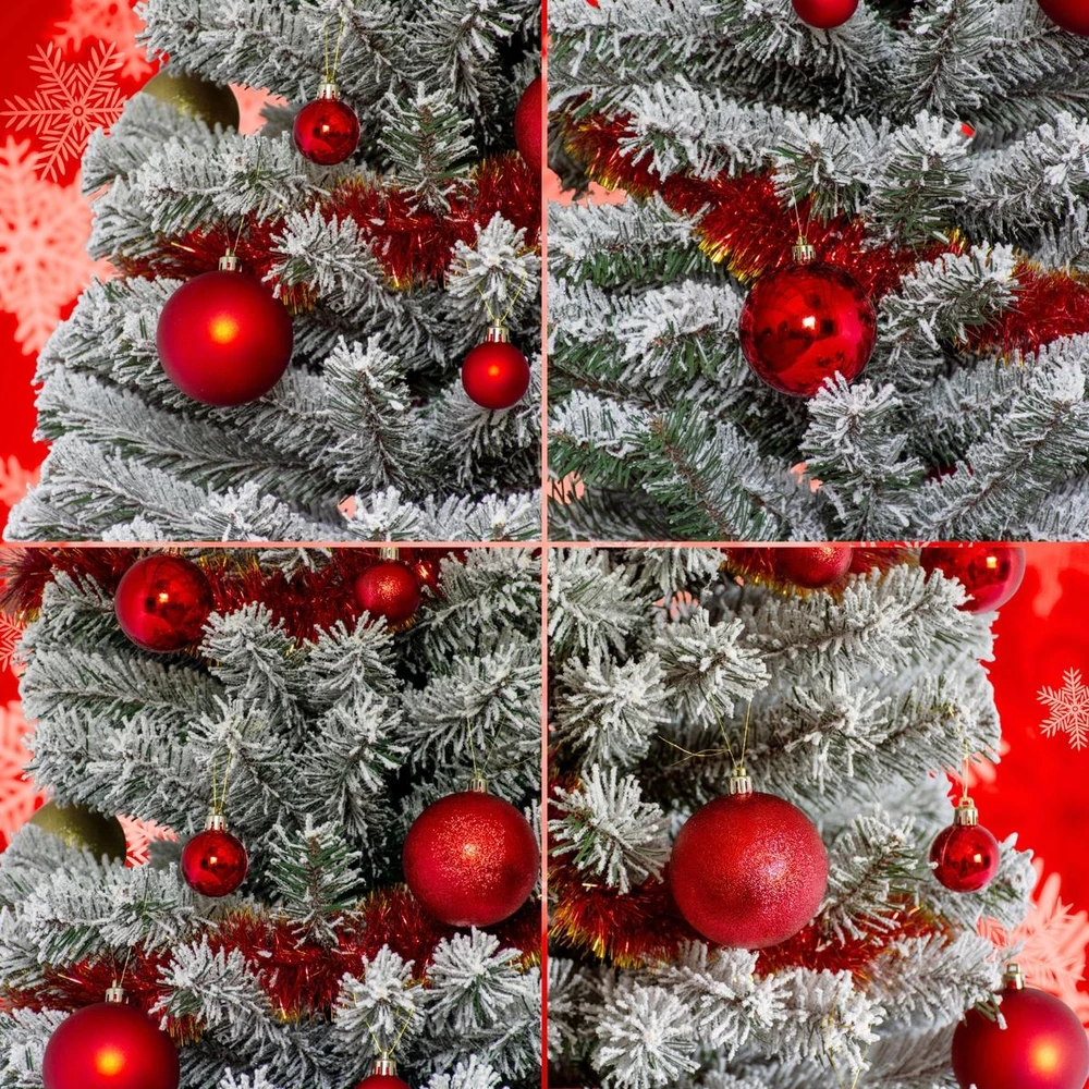 Christmas Gifts Dekoratyviniai plastikiniai žaisliukai seifui, 46 vnt., raudoni žėručiai