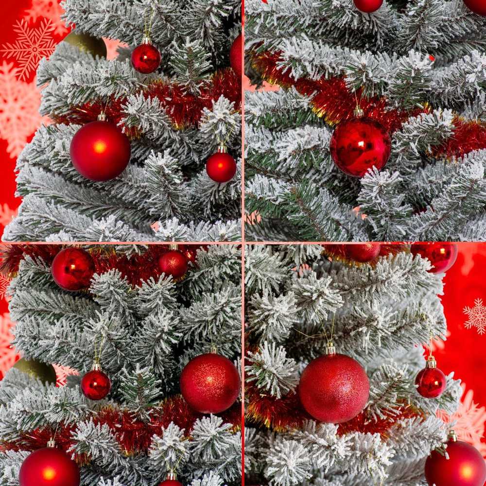 Christmas Gifts Dekoratyviniai plastikiniai žaisliukai seifui, 46 vnt., raudoni žėručiai