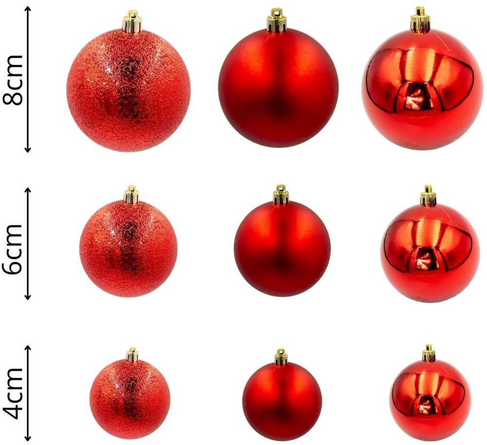 Christmas Gifts Dekoratyviniai plastikiniai žaisliukai seifui, 46 vnt., raudoni žėručiai