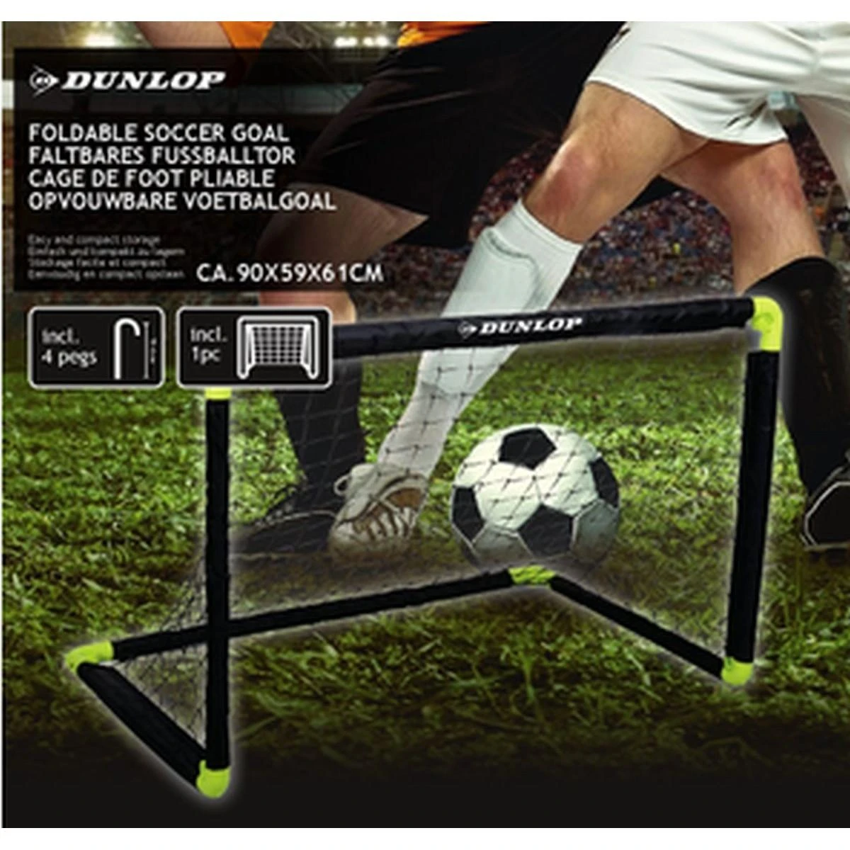 Dunlop Sulankstomos futbolo vartai su tinklu 90x59x61 cm