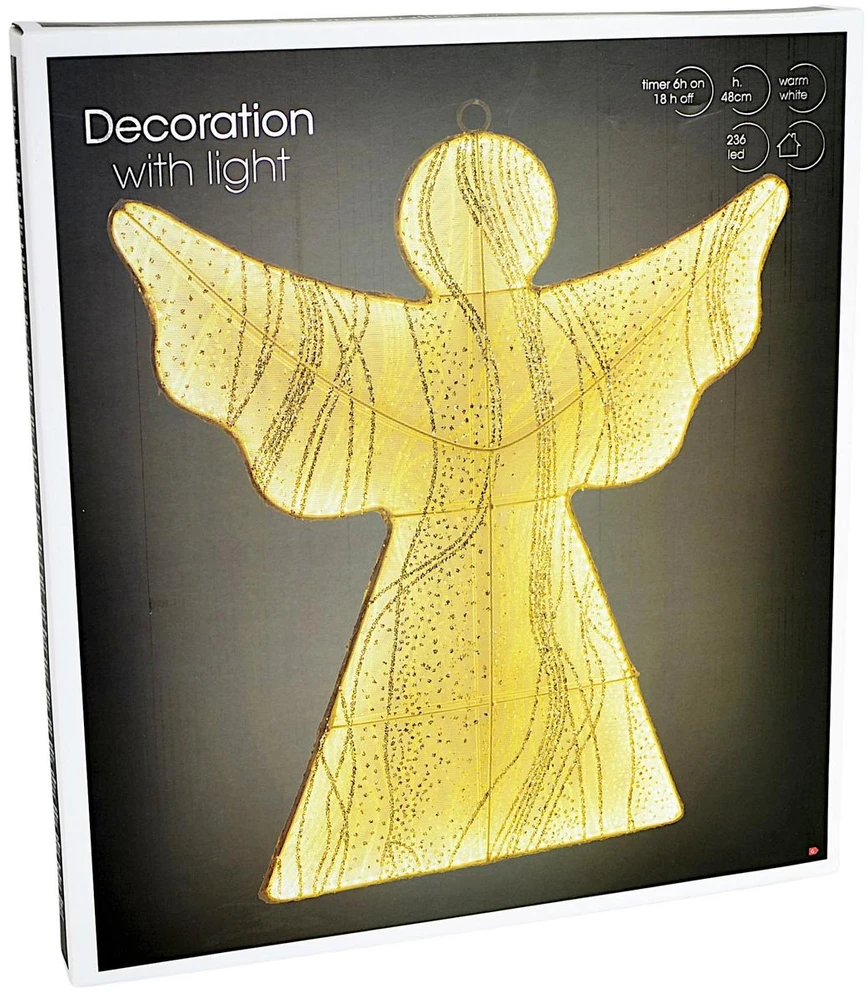 Mondex Kalėdinė dekoracija ANIOŁ DEKORACYJNY DO ZAWIESZENIA 48CM 236LED