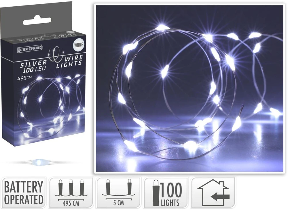 Christmas Decoration BATERIJA VEIKIAMOS LAIDINĖS LEMPOS GIRLANDA 100 LED COLD Baltas