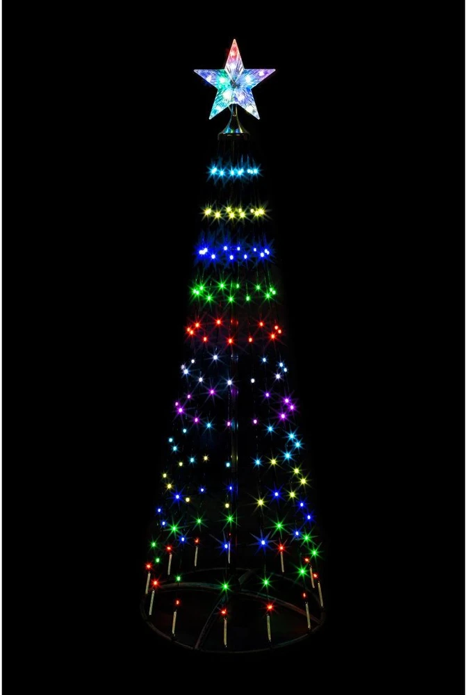Christmas Decoration Apšviestas LED Kalėdų medis 150 cm su 154 RGB LED