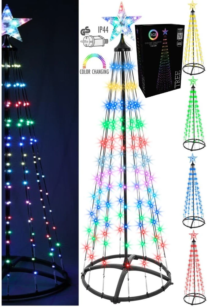 Christmas Decoration Apšviestas LED Kalėdų medis 150 cm su 154 RGB LED