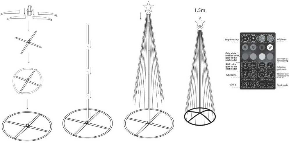 Christmas Decoration Apšviestas LED Kalėdų medis 150 cm su 154 RGB LED