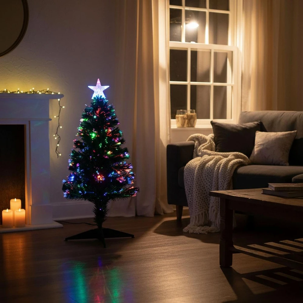 Christmas Decoration Dekoratyvinė šviesolaidinė kalėdinė eglutė, daugiaspalvė, 90 cm