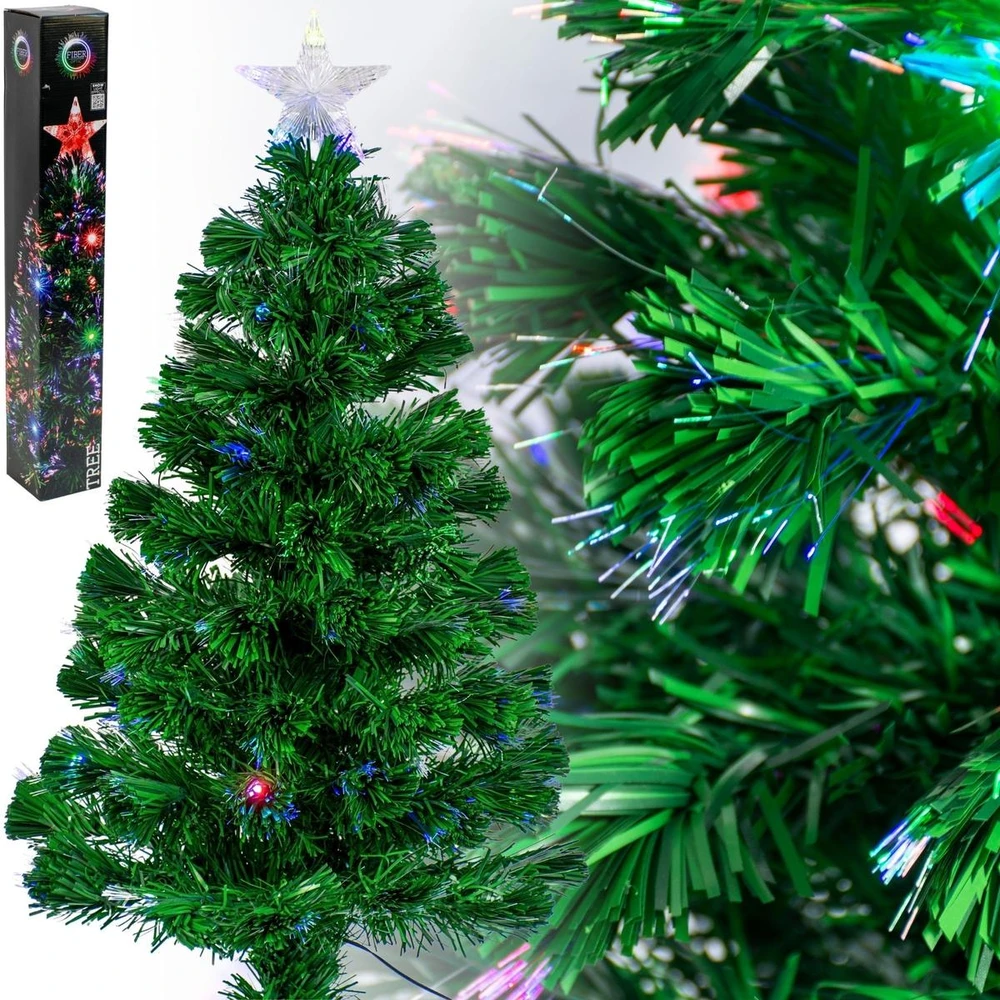 Christmas Decoration Dekoratyvinė šviesolaidinė kalėdinė eglutė, daugiaspalvė, 90 cm