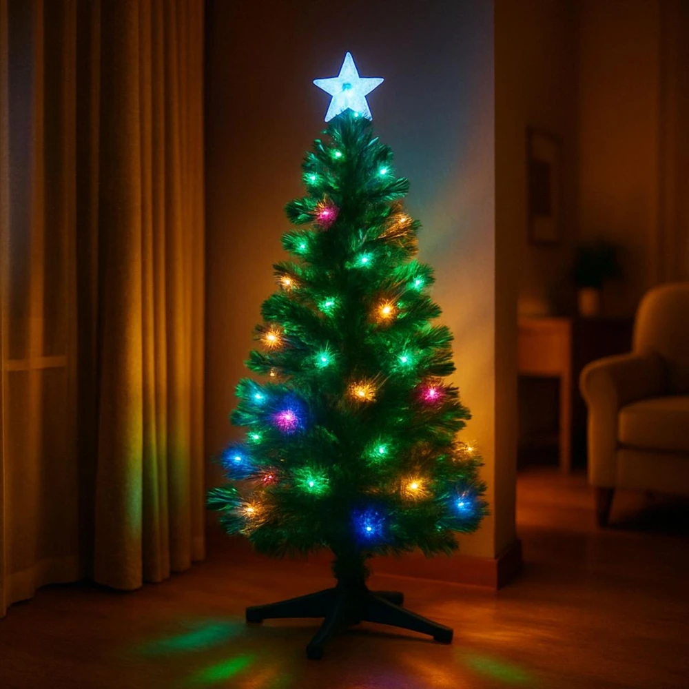 Christmas Decoration Dekoratyvinė šviesolaidinė kalėdinė eglutė, daugiaspalvė, 90 cm