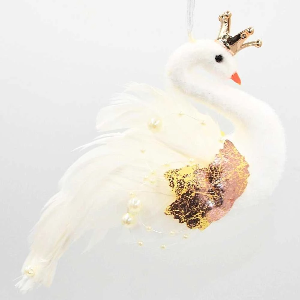 Christmas Decoration kabantis dekoratyvinis gulbės papuošalas 17 cm