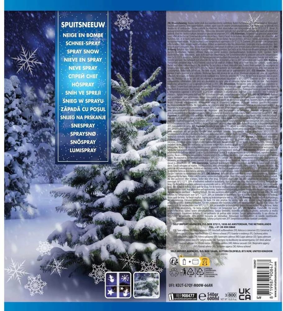 Christmas Decoration DIRBTINIS SNIEGO PURŠKAMAS DEKORATYVAS KALĖDŲ EGLĖS LANGUI 600ml