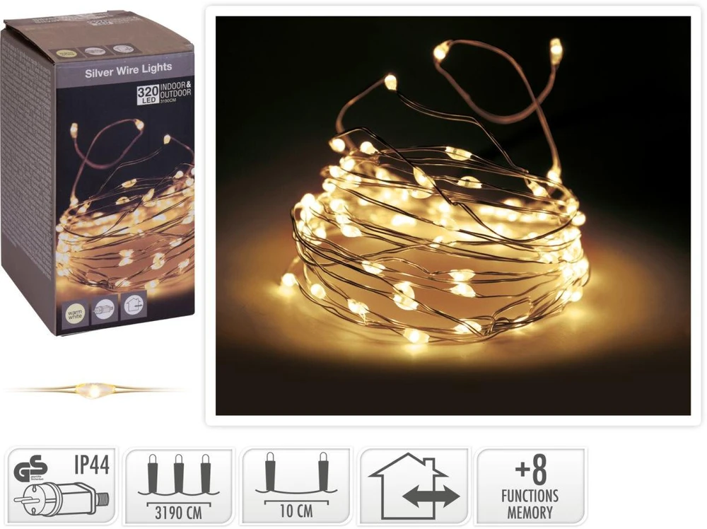 Christmas Decoration LED vielinė girlianda 320 LED šiltai balta 725524