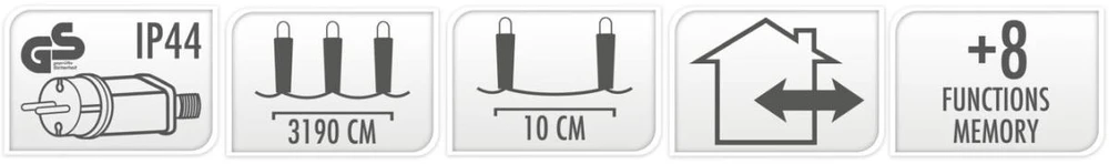 Christmas Decoration LED vielinė girlianda 320 LED šiltai balta 725524