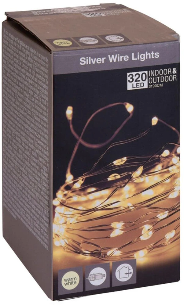Christmas Decoration LED vielinė girlianda 320 LED šiltai balta 725524