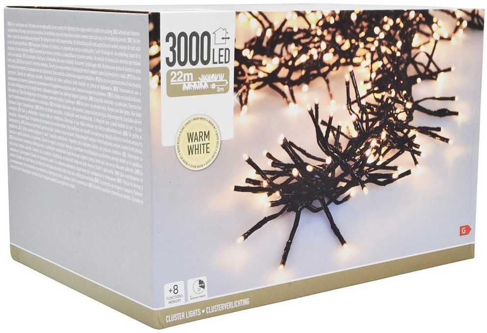 Christmas Decoration Kalėdinės eglutės lemputės, 3000 LED lempučių grandinėlė, laikmatis, šiltai balta