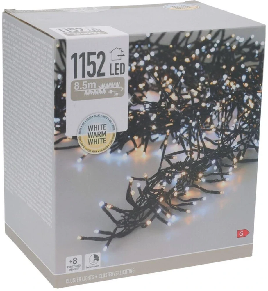 Christmas Decoration KALĖDINĖS LEMBUTĖS GRANDINĖS ŠVIESOS 1152 LED LAIKMATIS ŠALTAS IR ŠILTAS Baltas