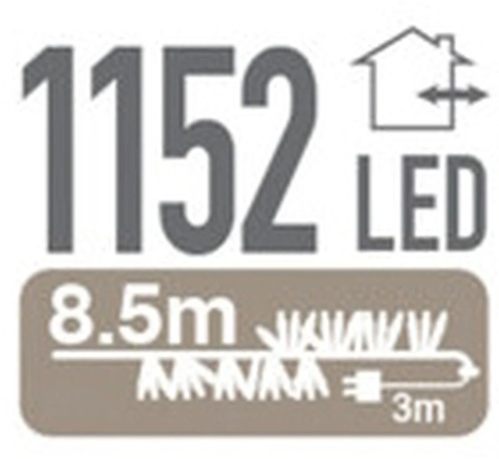 Christmas Decoration KALĖDINĖS LEMBUTĖS GRANDINĖS LIGHTS 1152 LED LAIKMATIS ŠILTAS Baltas