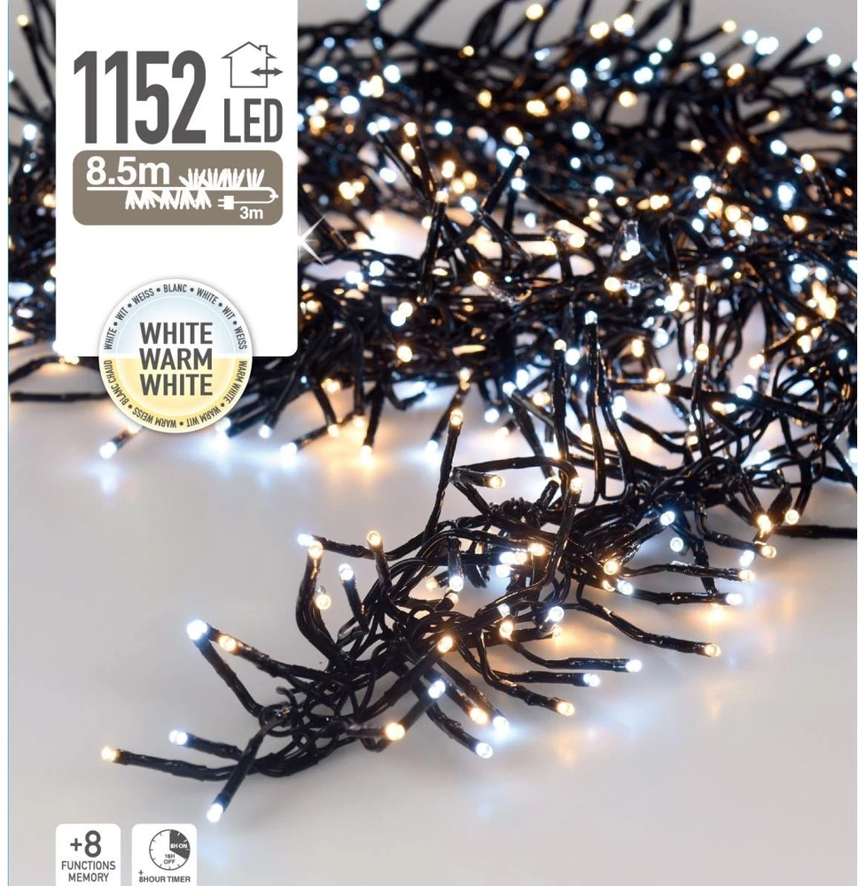 Christmas Decoration KALĖDINĖS LEMBUTĖS GRANDINĖS ŠVIESOS 1152 LED LAIKMATIS ŠALTAS IR ŠILTAS Baltas
