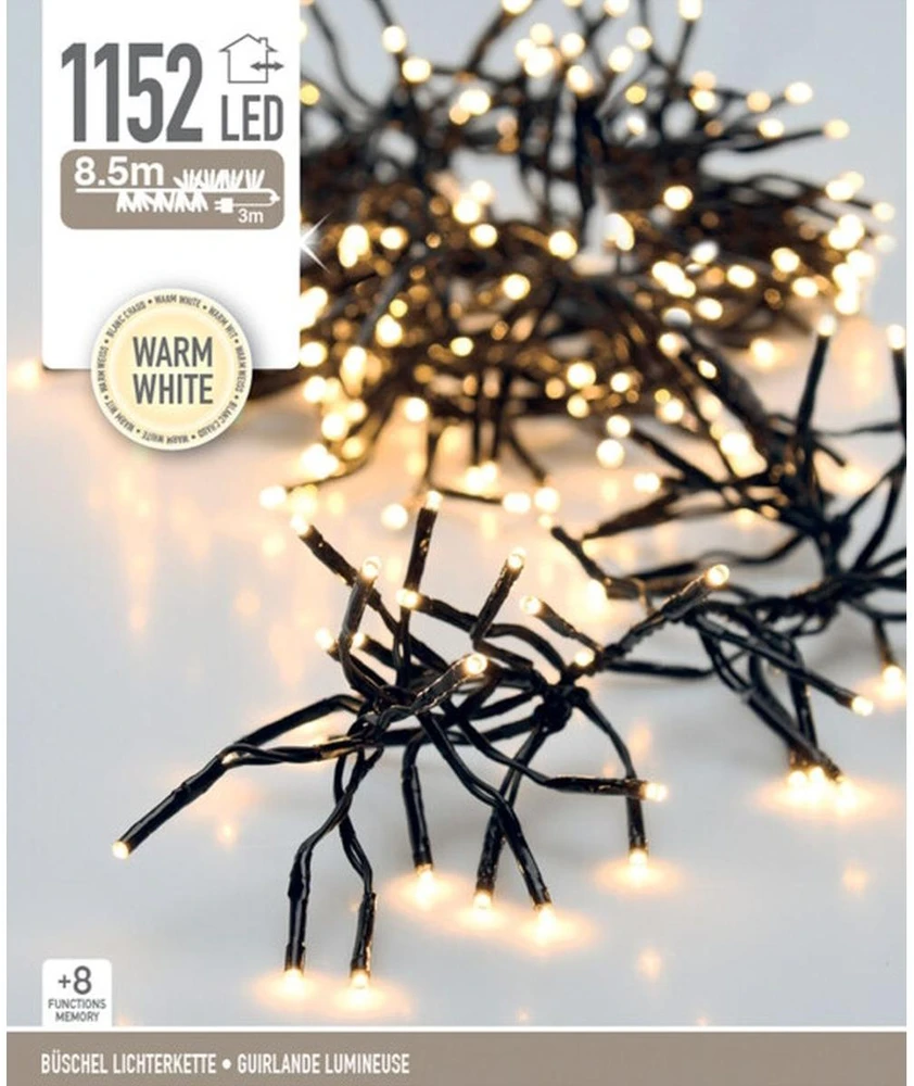 Christmas Decoration KALĖDINĖS LEMBUTĖS GRANDINĖS LIGHTS 1152 LED LAIKMATIS ŠILTAS Baltas