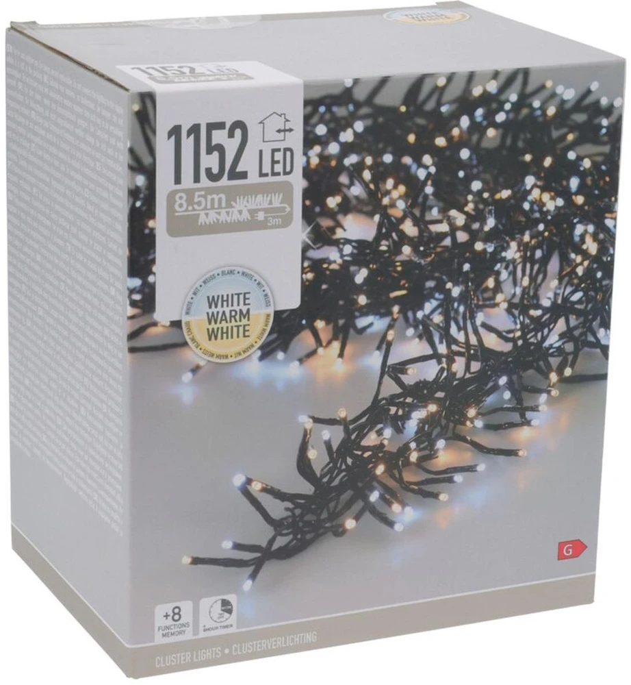 Christmas Decoration KALĖDINĖS LEMBUTĖS GRANDINĖS ŠVIESOS 1152 LED LAIKMATIS ŠALTAS IR ŠILTAS Baltas