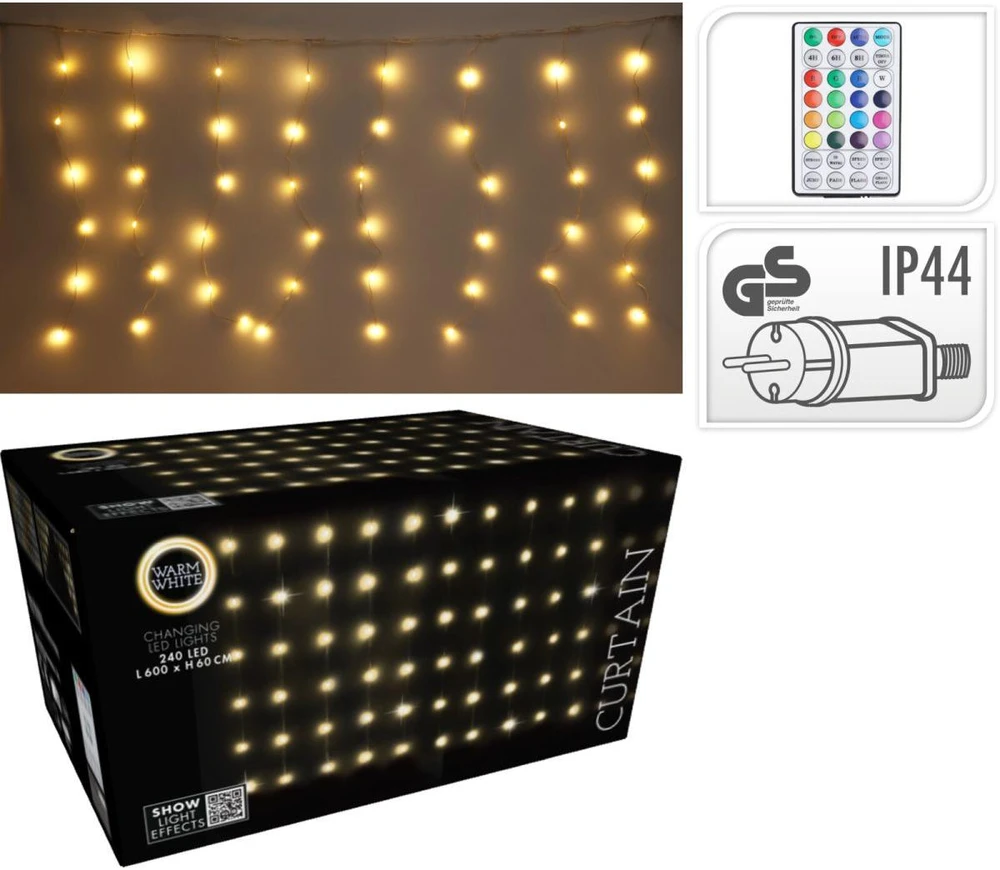 Christmas Decoration KALĖDINĖS ŠVIESOS ŠVIESOS UŽDUOTĖS 240 LED 600X60CM SU NUOTOLINIO PULTU ŠILTA BALTA