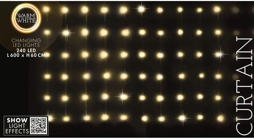 Christmas Decoration KALĖDINĖS ŠVIESOS ŠVIESOS UŽDUOTĖS 240 LED 600X60CM SU NUOTOLINIO PULTU ŠILTA BALTA