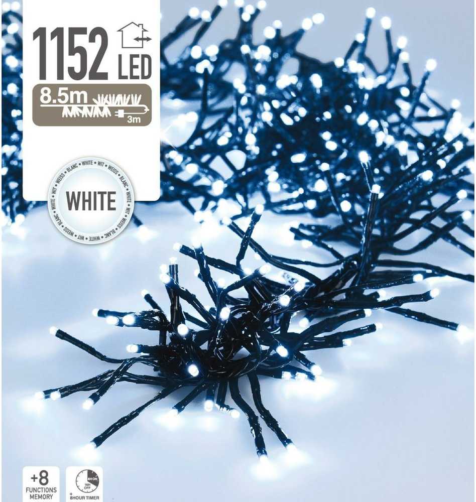 Mondex Christmas Decoration KALĖDINIŲ ŽIBINTŲ ŠVIESOS GRANDINĖ 1152 LED LAIKMATIS ŠALTA BALTA