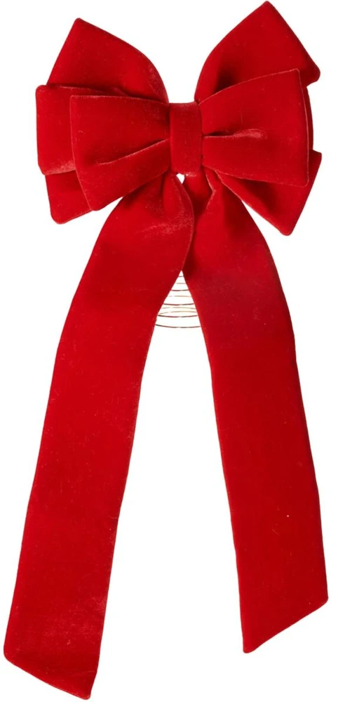 Slowmoose Kalėdinė puošmena KOKARDA WELUROWA CZUBEK NA CHOINKĘ 72CM RAUDONA