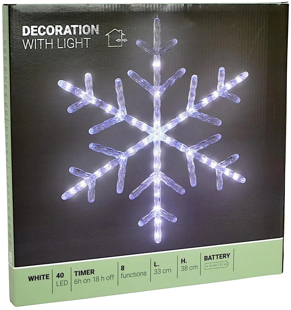 Christmas Decoration Kalėdinė dekoracija SNIEGO LUITAS, šviečianti, kabinama, 40 LED, balta, 1080623