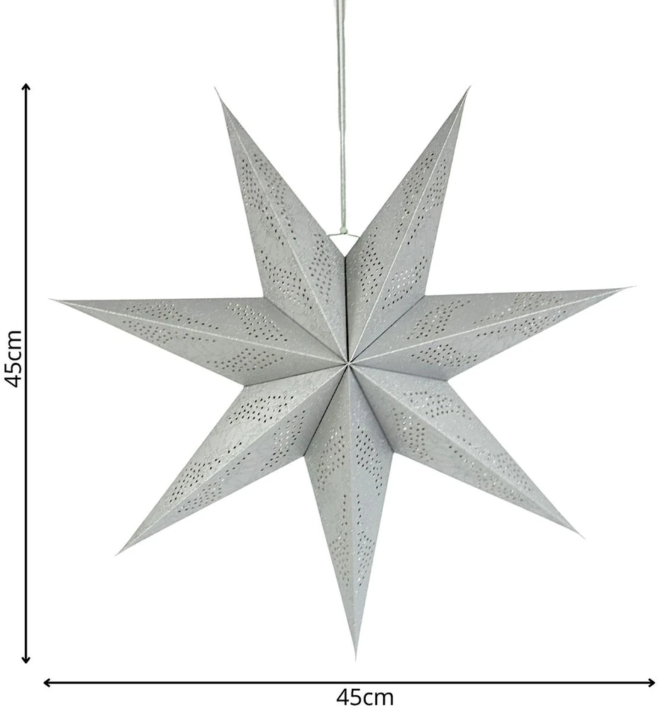 Mondex Kalėdinės dovanos DEKORATYVINĖ ŽVAIGŽDĖ POPIERINĖ 45 CM SIDABRINĖ