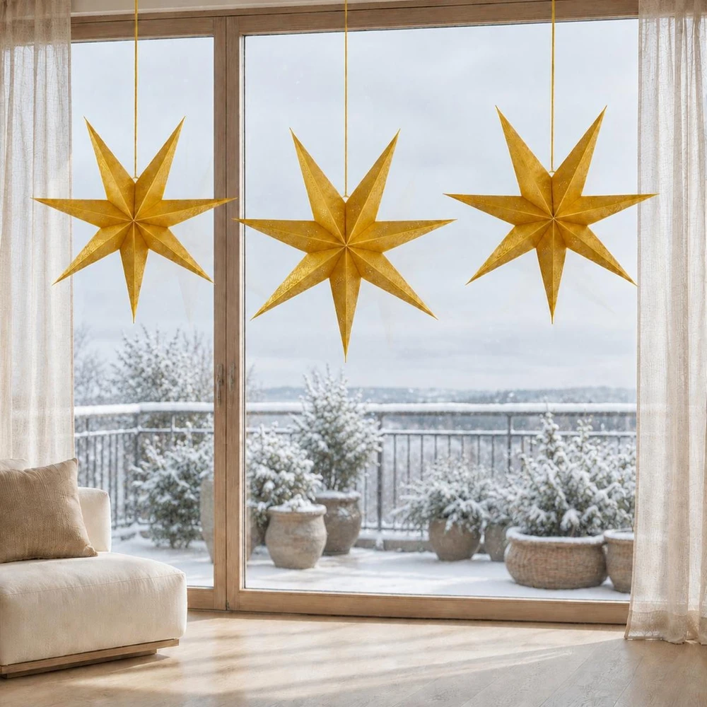Mondex Christmas Gifts GWIAZDA DEKORACYJNA PAPIEROWA 45CM ZŁOTA