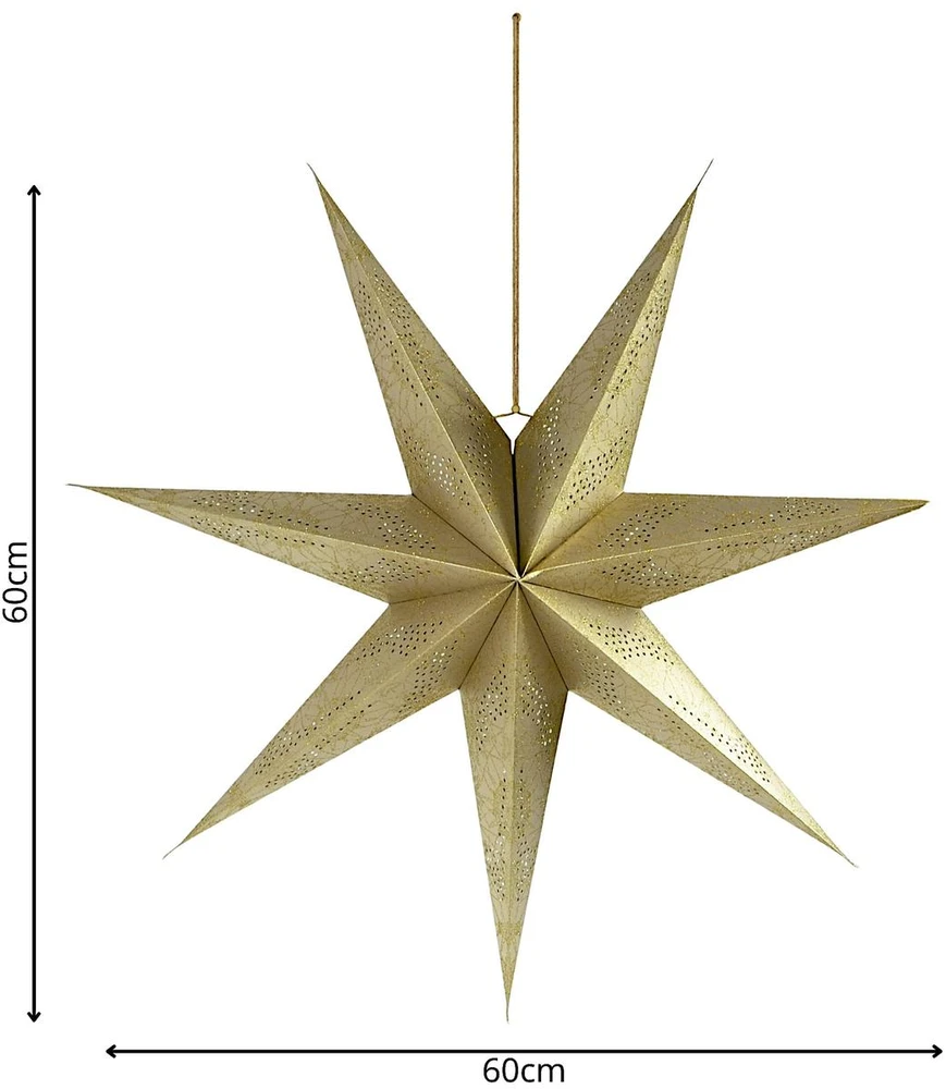 Mondex Kalėdinės dovanos DEKORATYVINĖ POPIERINĖ ŽVAIGŽDĖ 60 CM ŠAMPANINĖ