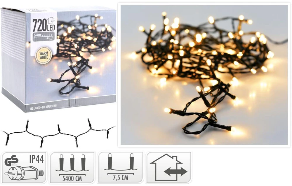 Mondex Christmas Gifts KALĖDINĖS LEMBUTĖS GRANDINĖS ŠVIESOS 720 LED ŠILTAI BALTA