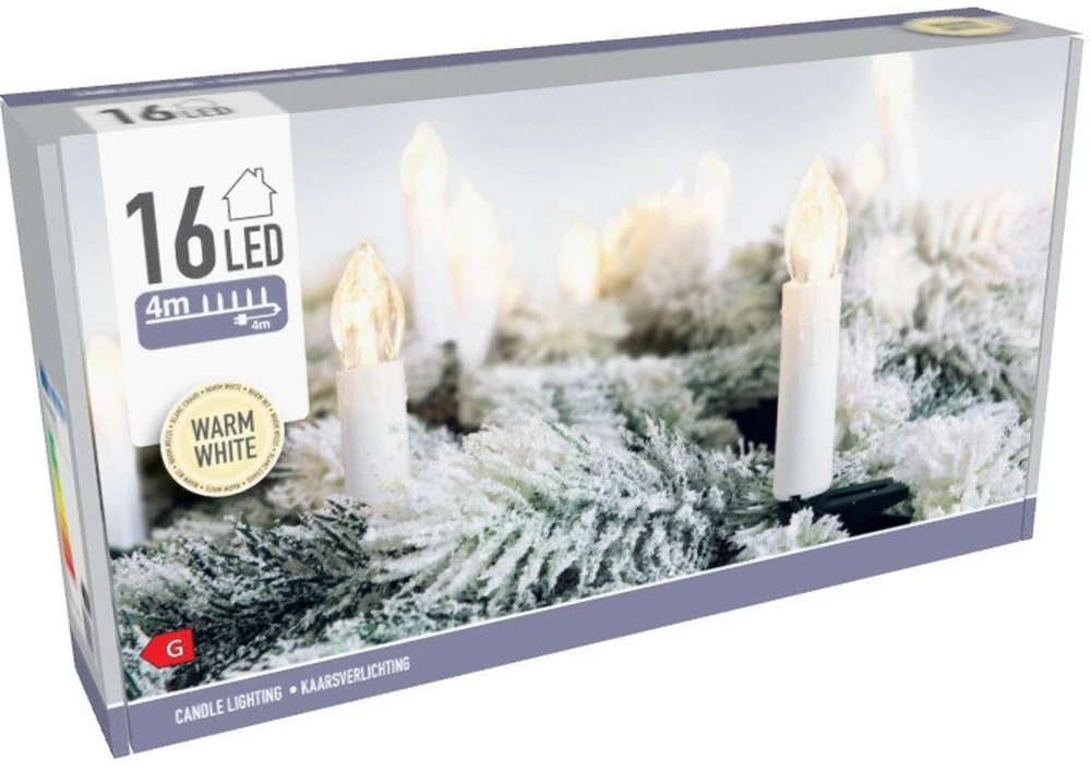 Christmas Gifts KALĖDINĖS LEMPUTĖS ŠVIESOS GIRLIANDA ŽVAKUTĖS 16 LED ŠILTA BALTA 518393