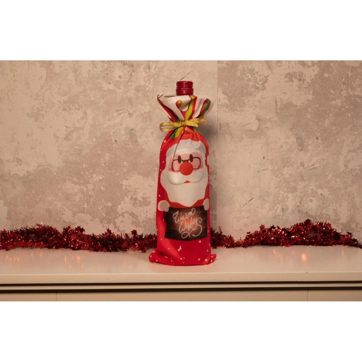 Christmas Gifts Kalėdinis dovanų maišelis buteliui Kalėdų senelis