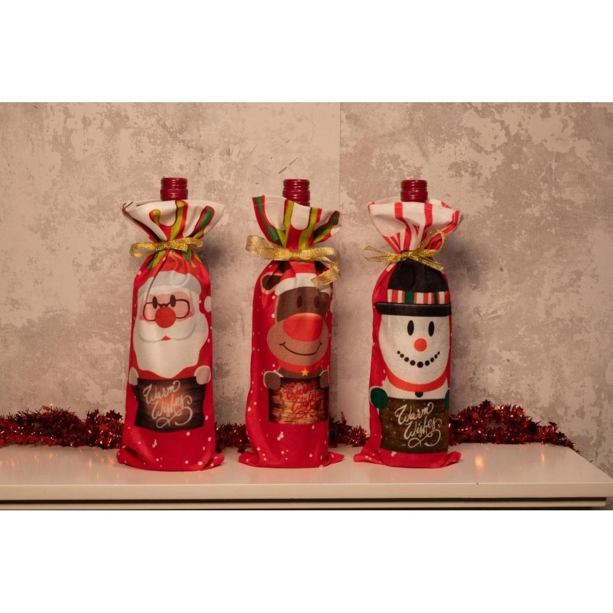 Christmas Gifts Kalėdinis dovanų maišelis buteliui Kalėdų senelis