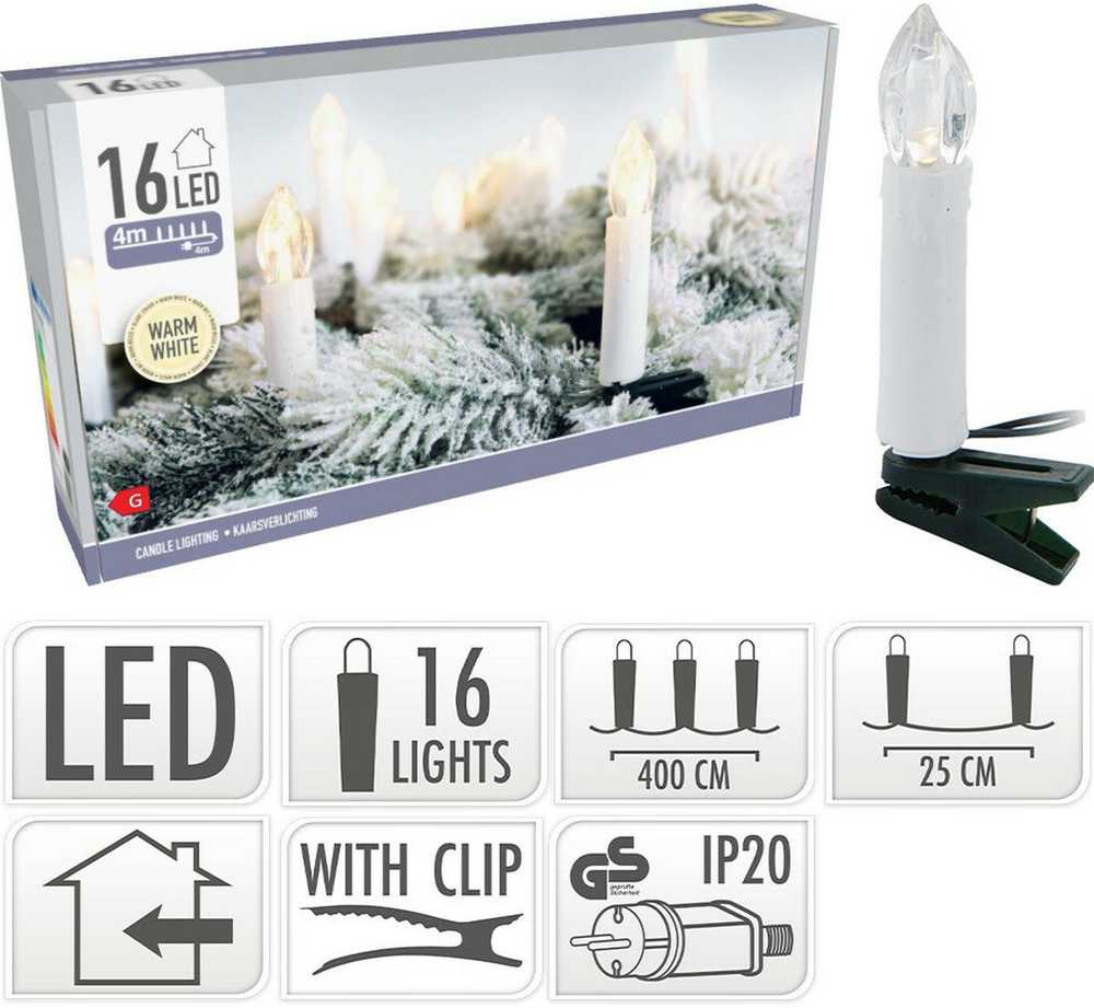 Christmas Gifts KALĖDINĖS LEMPUTĖS ŠVIESOS GIRLIANDA ŽVAKUTĖS 16 LED ŠILTA BALTA 518393