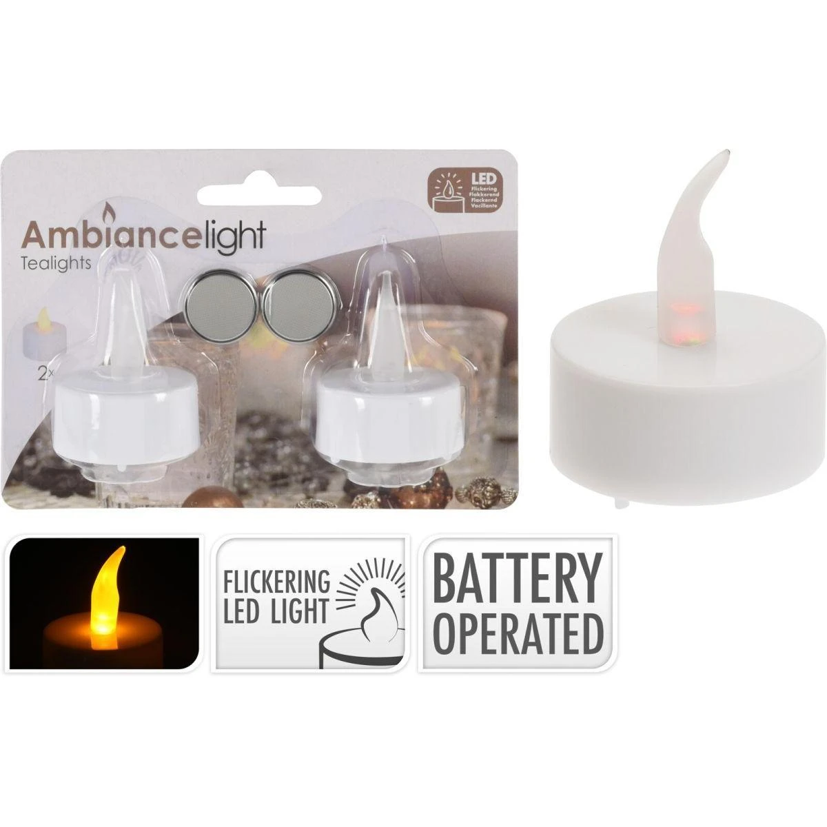 Ambiance Light LED arbatinės žvakutės 2vnt(4xh5cm)