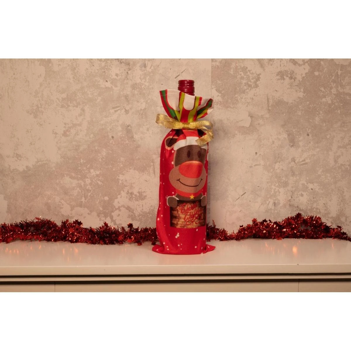 Christmas Gifts Kalėdinis maišelis buteliui su elniu