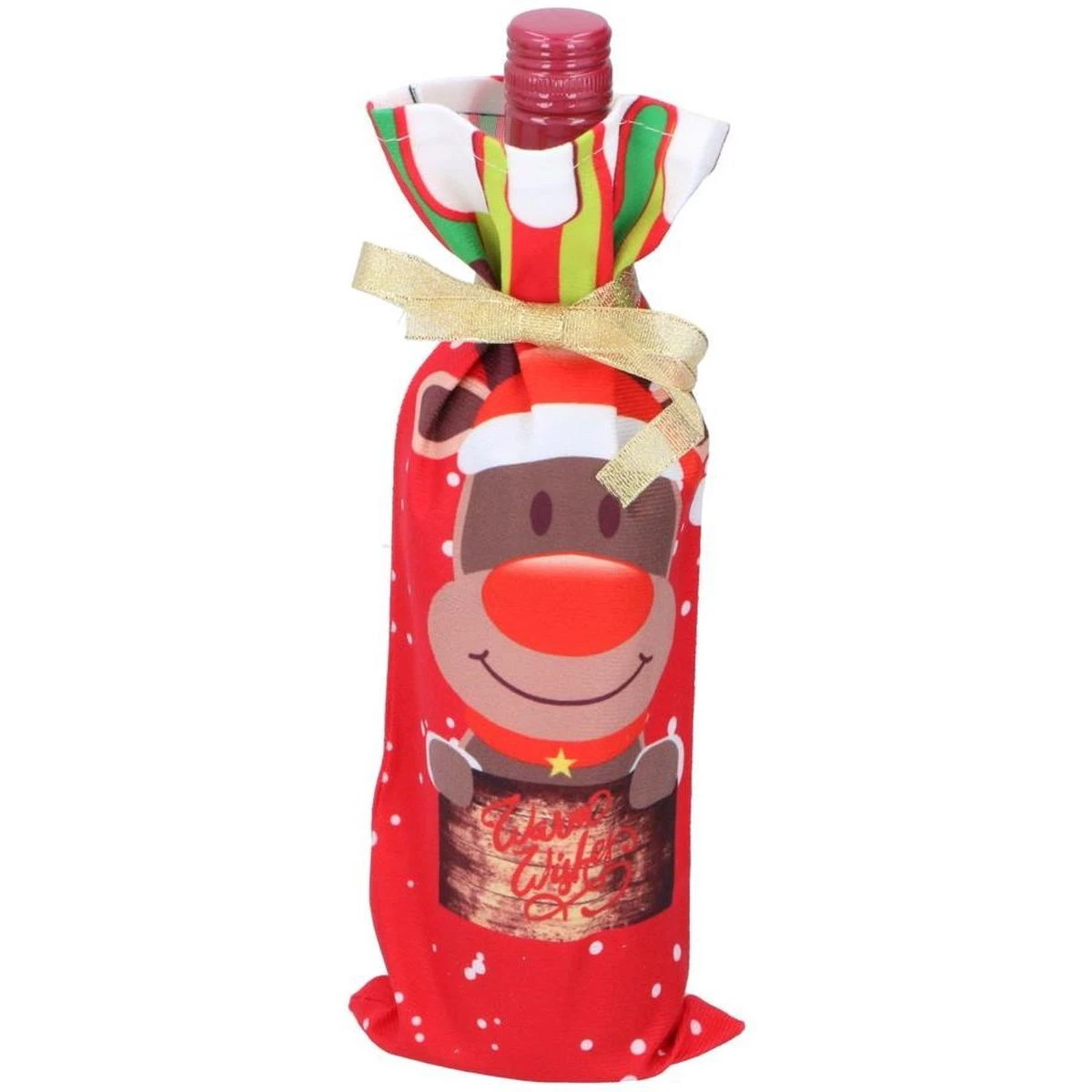 Christmas Gifts Kalėdinis maišelis buteliui su elniu