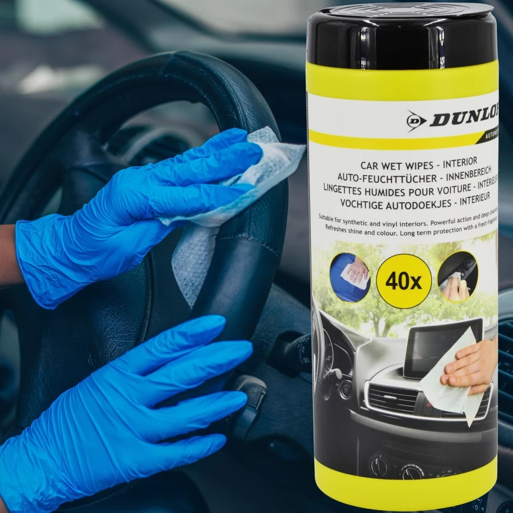 Dunlop - drėgnos servetėlės automobilio salono priežiūrai (40 vnt.)