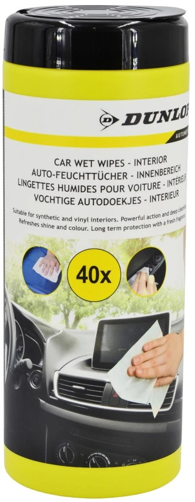 Dunlop - drėgnos servetėlės automobilio salono priežiūrai (40 vnt.)